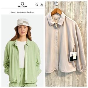 NEW! BRIXTON BEIGE GINGHAM LEEDS Jacket Womens Size Small Oversized NWT